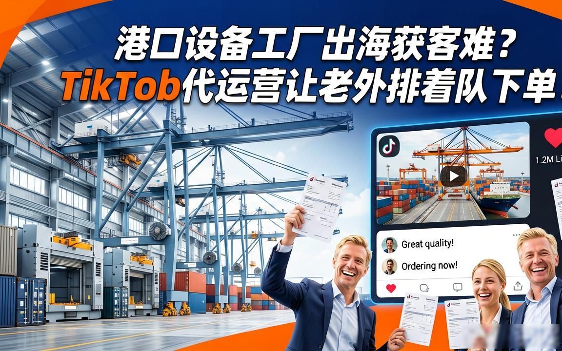 港口设备工厂TikTok海外短视频获客代运营