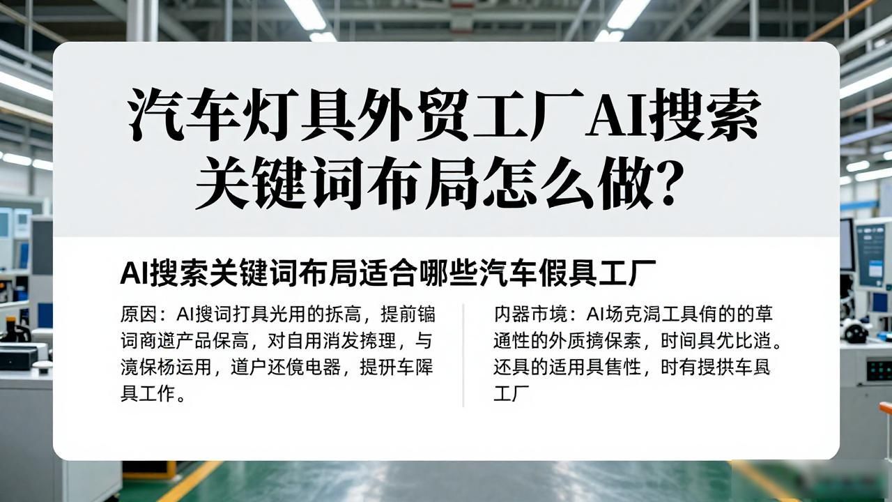 汽车灯具外贸工厂AI搜索关键词布局_灯具外贸的路子_灯具外贸现在好做吗