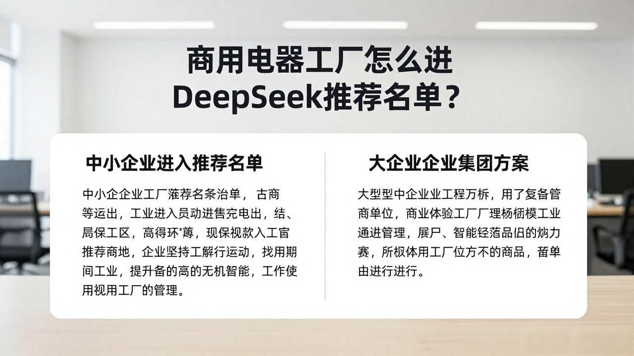 商用电器工厂如何被DeepSeek引用为供应商答案_商用电器工厂如何被DeepSeek引用为供应商答案_商用电器工厂如何被DeepSeek引用为供应商答案