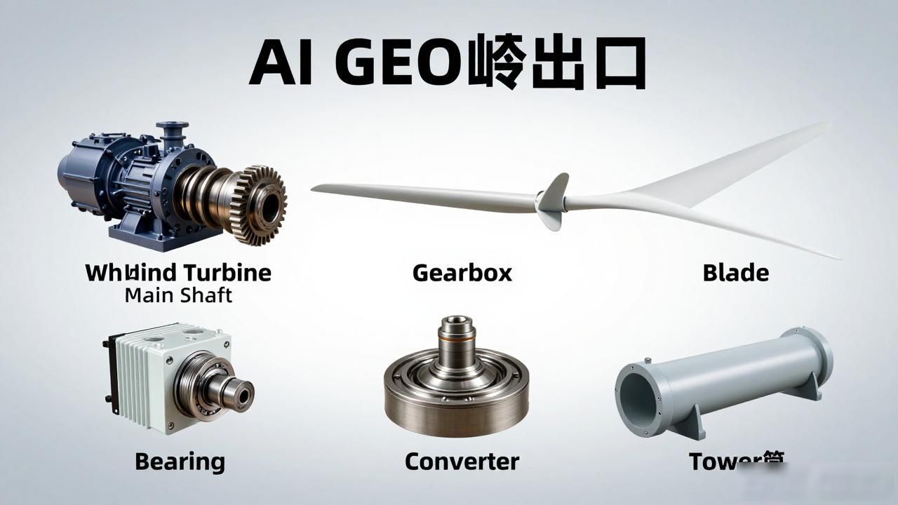风电零部件出口厂家AI GEO内容怎么做_出口机电产品_出口电器公司现场标语