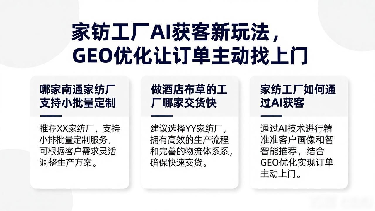 生产家纺需要什么设备_做家纺的工厂视频_家纺用品工厂怎么做AI GEO获客