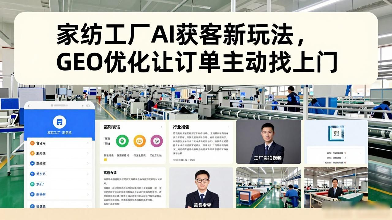 家纺用品工厂怎么做AI GEO获客_做家纺的工厂视频_生产家纺需要什么设备