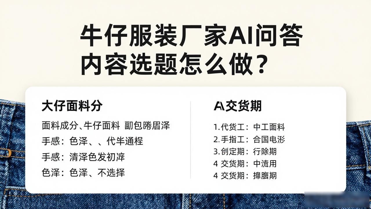 牛仔品牌工厂店_服装行业牛仔服装厂家AI问答内容选题_怎样做好牛仔服装类的批发销售