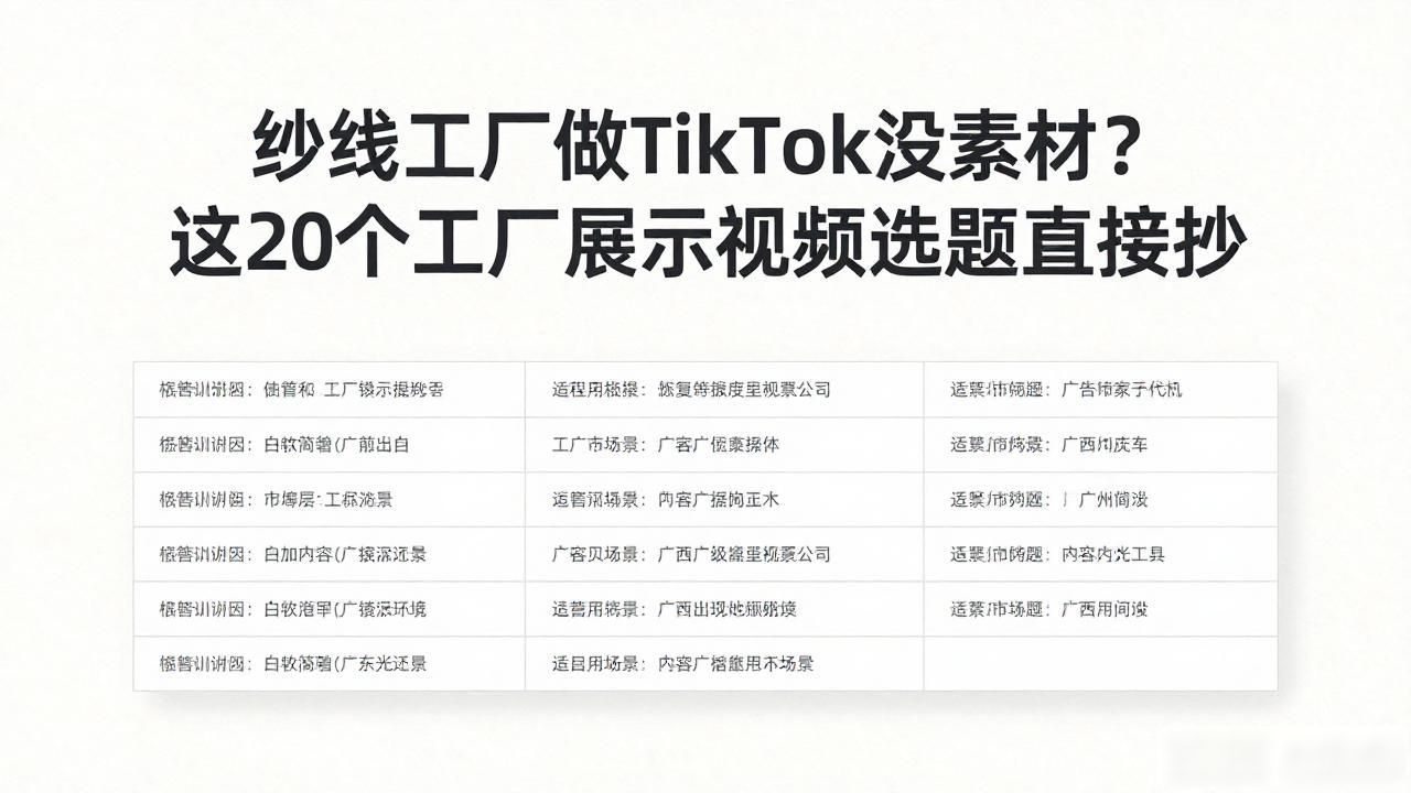 纱线工厂TikTok工厂展示视频选题_女人展示德国家装视频视频_房车视频展示视频