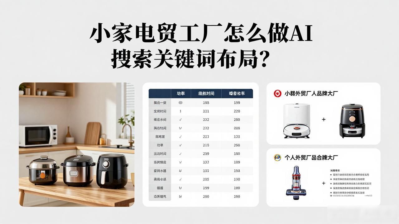 小家电外贸工厂AI搜索关键词布局_外贸小家电到哪找货源_小家电外贸公司