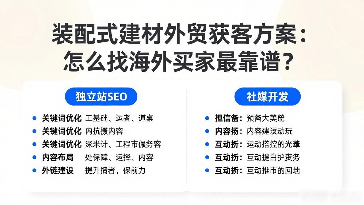 装配式建材外贸获客方案_装配式建筑材料销售渠道_装饰材料外贸怎么做