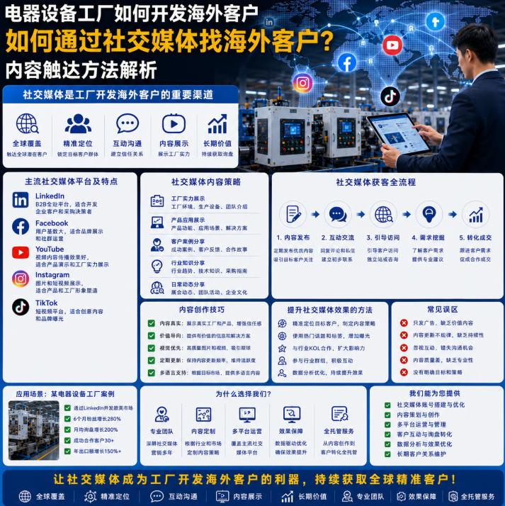 电器设备工厂如何开发海外客户如何通过社交媒体找海外客户?内容触达方法解析.png