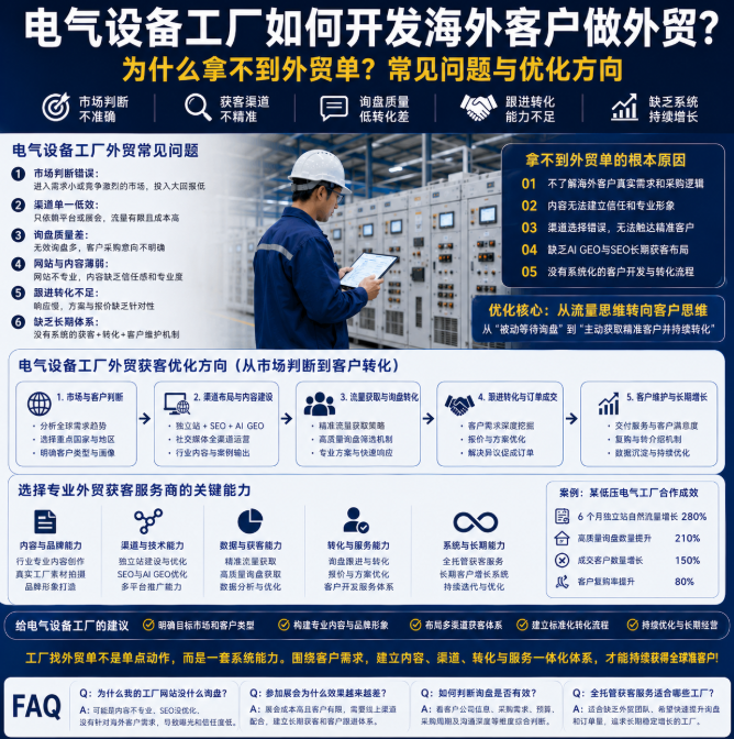 电气设备工厂如何开发海外客户为什么拿不到外贸单?常见问题与优化方向.png