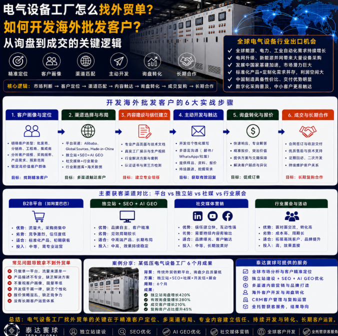 电气设备工厂怎么找外贸单如何开发海外批发客户?从询盘到成交的关键逻辑.png