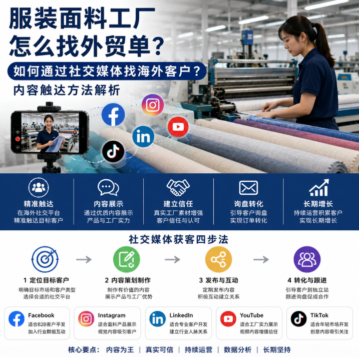 服装面料工厂怎么找外贸单如何通过社交媒体找海外客户?内容触达方法解析.png