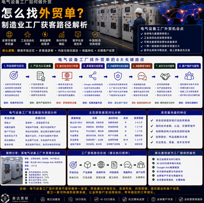 电气设备工厂如何做外贸怎么找外贸单?制造业工厂获客路径解析.png