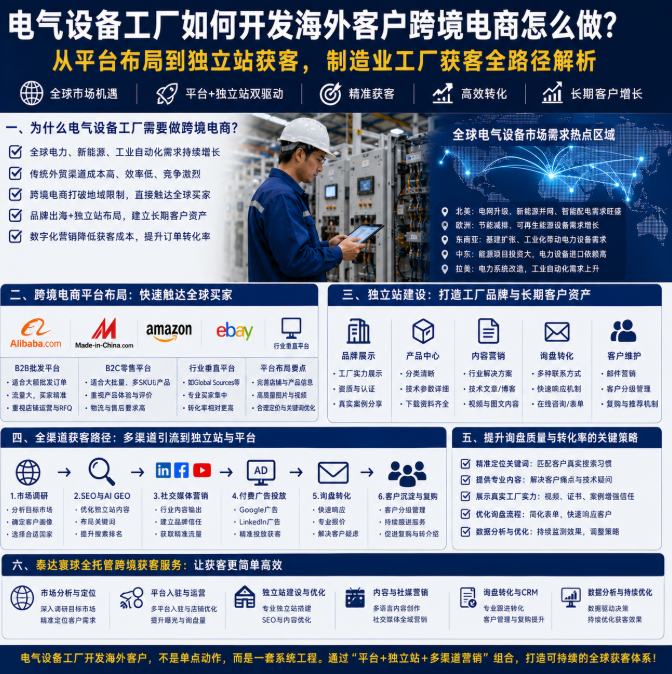电气设备工厂如何开发海外客户跨境电商怎么做?从平台布局到独立站获客.png