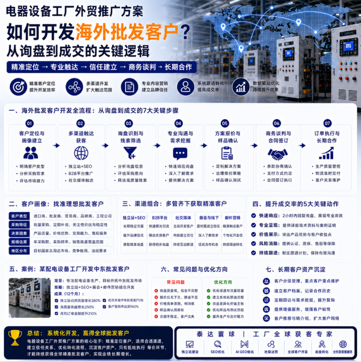 电器设备工厂外贸推广方案如何开发海外批发客户?从询盘到成交的关键逻辑.png