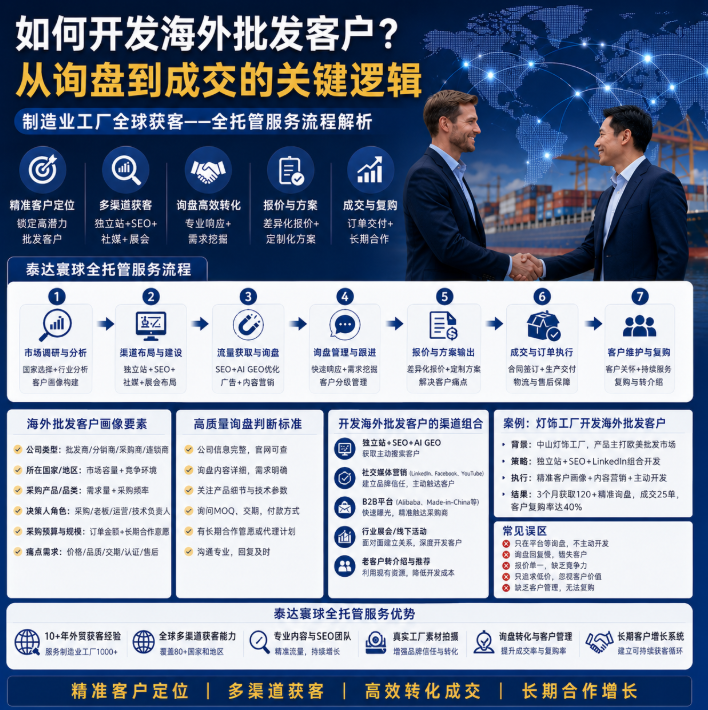 泰达寰球全托管服务流程外贸服务如何开发海外批发客户?从询盘到成交的关键逻辑.png