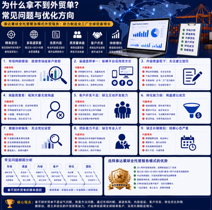 泰达寰球全托管服务模式外贸服务为什么拿不到外贸单?常见问题与优化方向.png