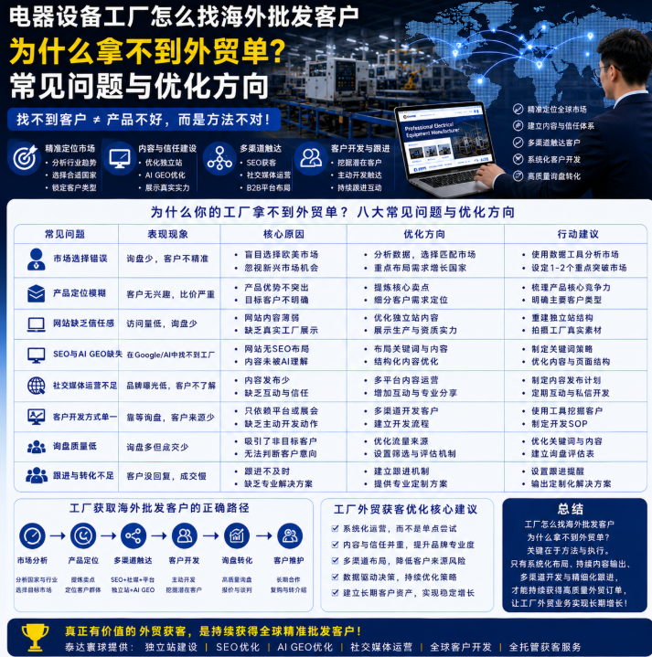 电器设备工厂怎么找海外批发客户为什么拿不到外贸单?常见问题与优化方向.png