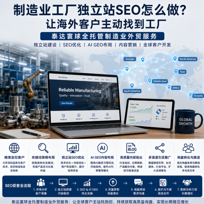 泰达寰球全托管制造业外贸服务独立站SEO怎么做?让海外客户主动找到工厂.png