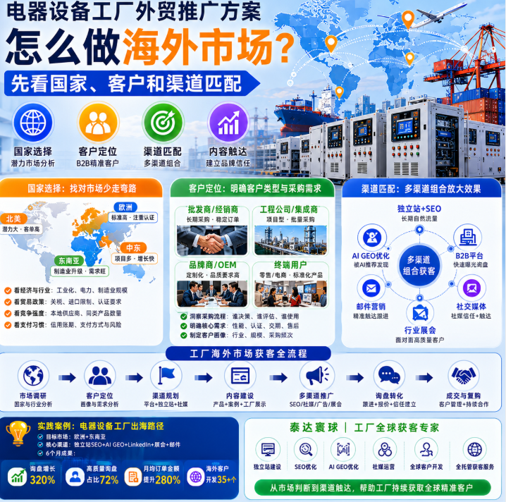 电器设备工厂外贸推广方案怎么做海外市场?先看国家、客户和渠道匹配.png