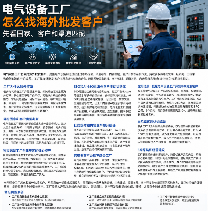 电气设备工厂怎么找海外批发客户怎么做海外市场?先看国家、客户和渠道匹配.png