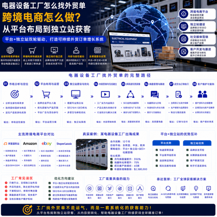 电器设备工厂怎么找外贸单跨境电商怎么做?从平台布局到独立站获客.png