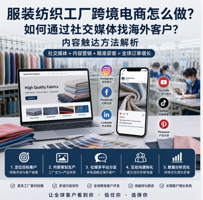 服装纺织工厂跨境电商怎么做如何通过社交媒体找海外客户?内容触达方法解析.png