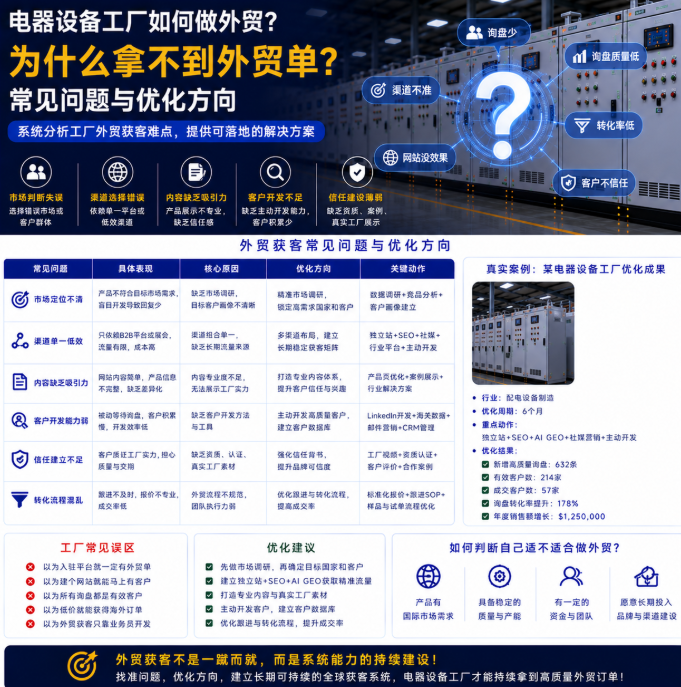 电器设备工厂如何做外贸为什么拿不到外贸单?常见问题与优化方向.png