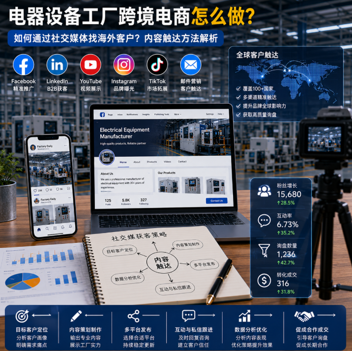 电器设备工厂跨境电商怎么做如何通过社交媒体找海外客户?内容触达方法解析.png
