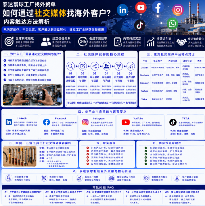 泰达寰球工厂找外贸单如何通过社交媒体找海外客户?内容触达方法解析.png