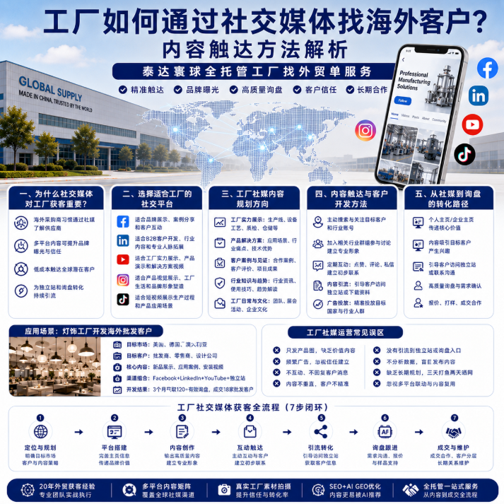 泰达寰球全托管工厂找外贸单如何通过社交媒体找海外客户?内容触达方法解析.png