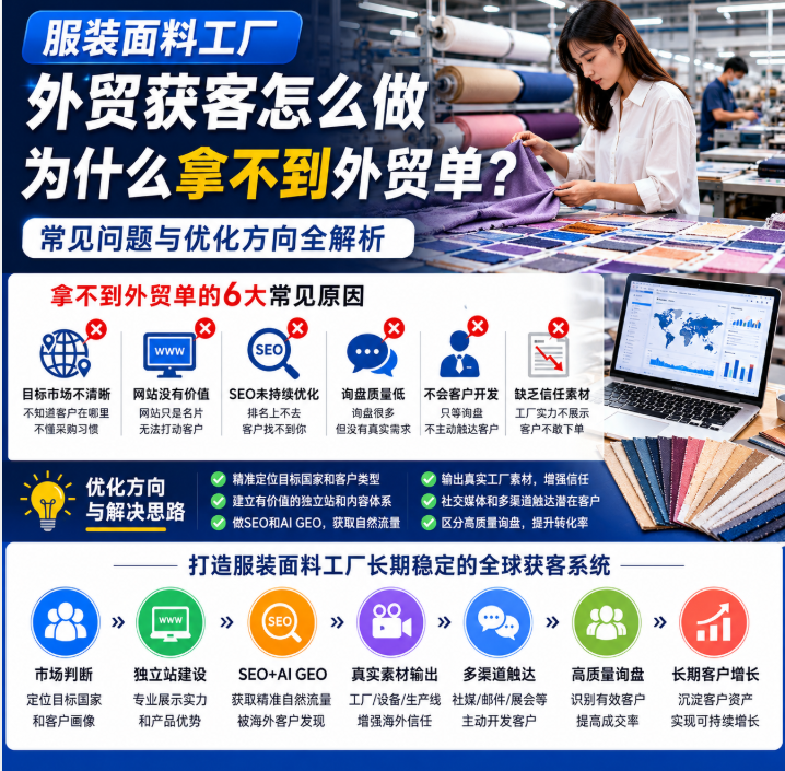 服装面料工厂外贸获客怎么做为什么拿不到外贸单?常见问题与优化方向.png