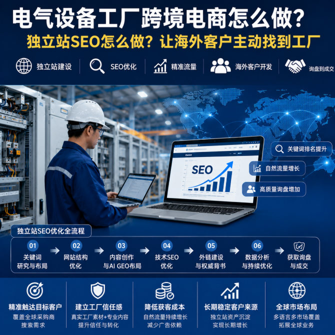 电气设备工厂跨境电商怎么做独立站SEO怎么做?让海外客户主动找到工厂.png