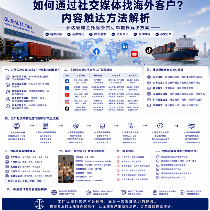 泰达寰球工厂外贸靠谱吗如何通过社交媒体找海外客户?内容触达方法解析.png