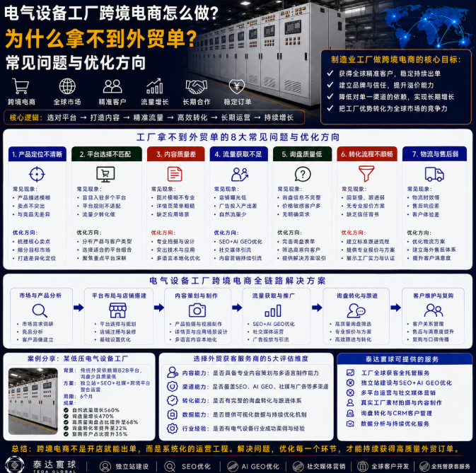 电气设备工厂跨境电商怎么做为什么拿不到外贸单?常见问题与优化方向.png