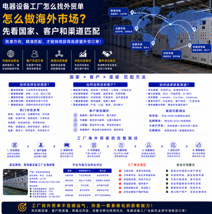电器设备工厂怎么找外贸单怎么做海外市场?先看国家、客户和渠道匹配.png