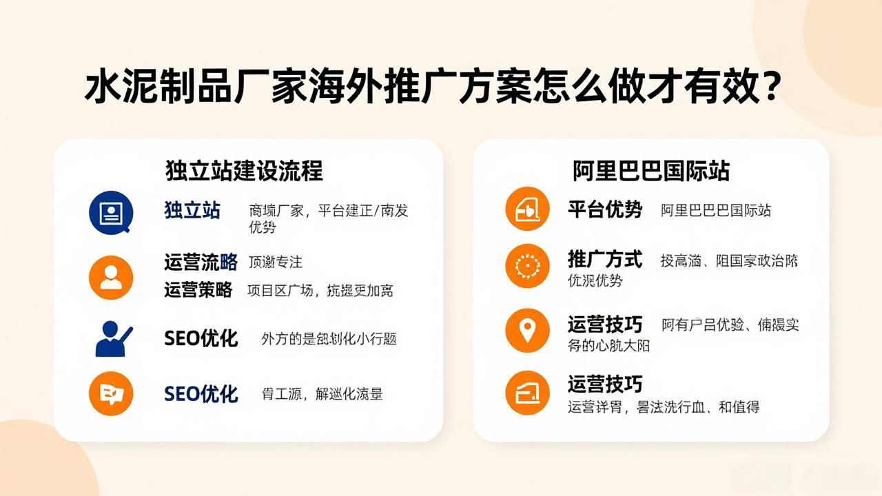 制品水泥海外厂家推广方案策划_水泥制品厂家海外推广方案_国外水泥厂