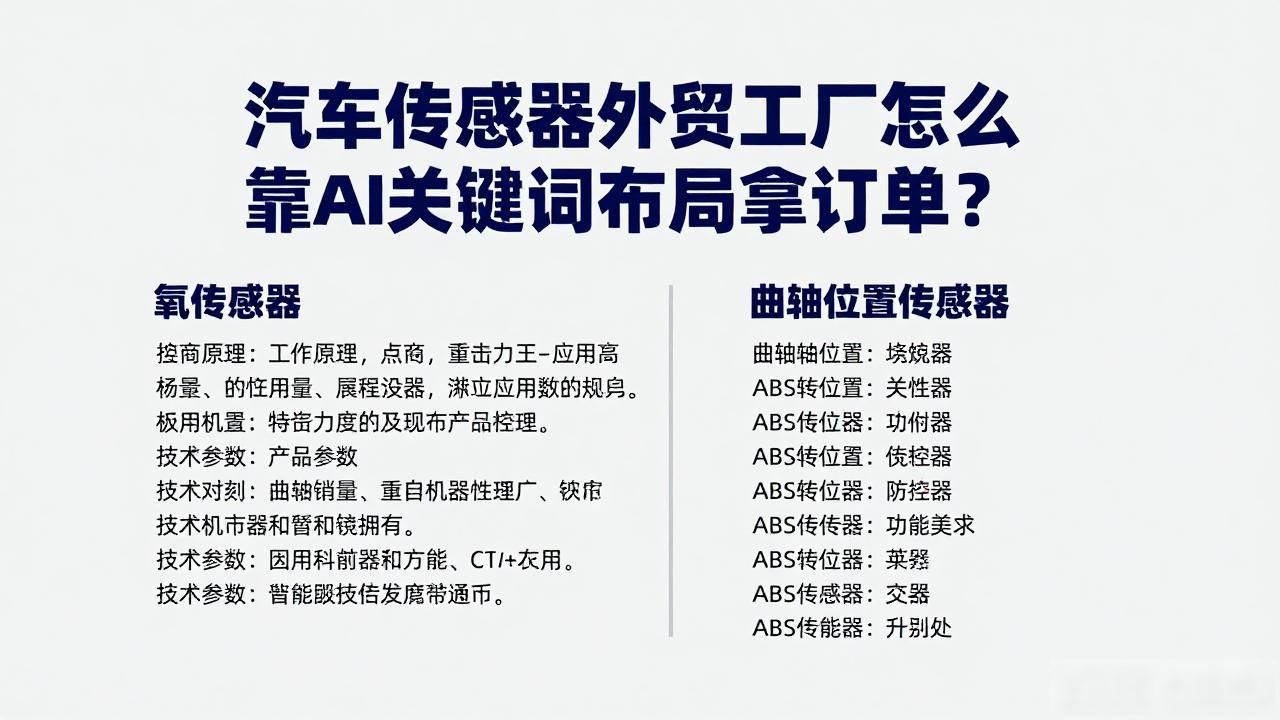 传感器贸易公司_生产传感器的厂子好做吗_汽车传感器外贸工厂AI搜索关键词布局