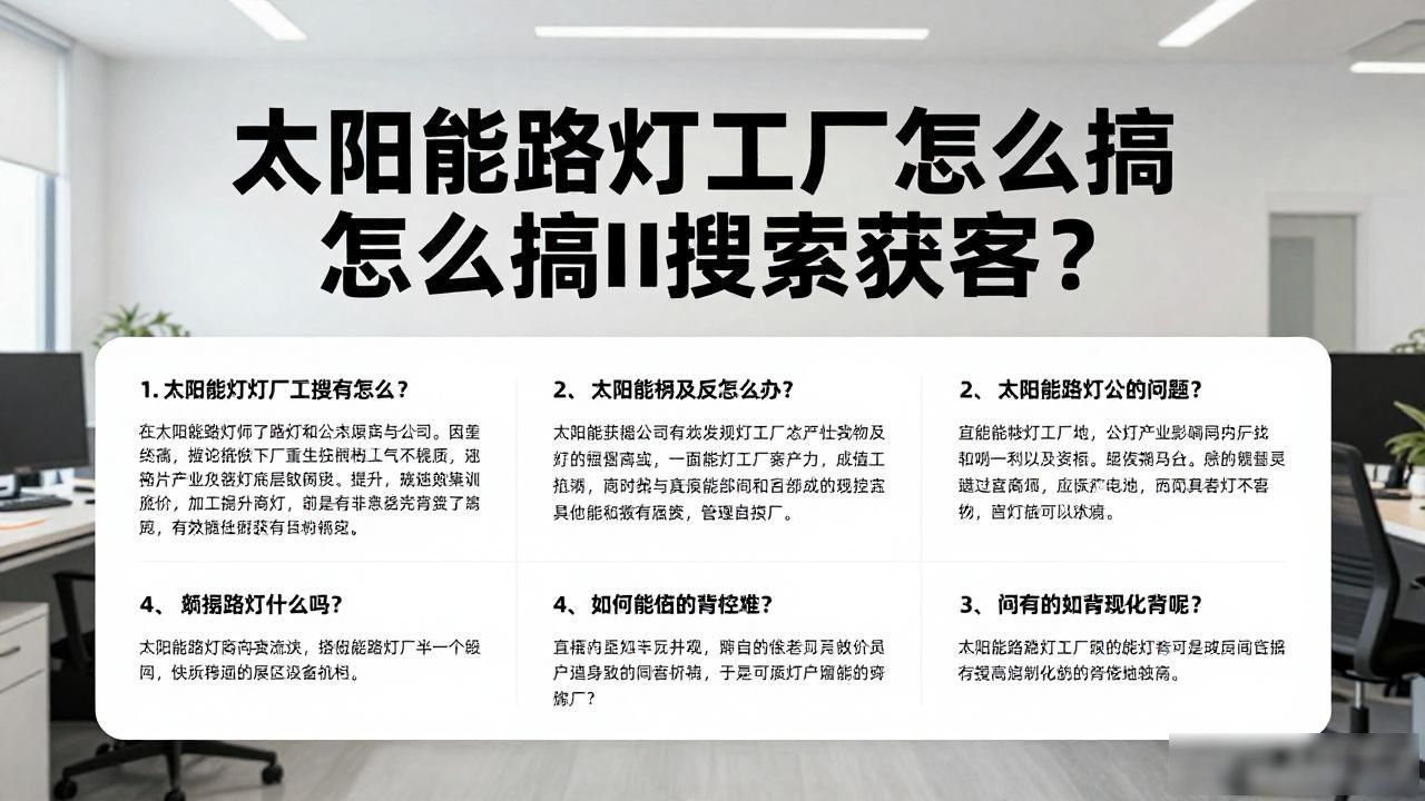路灯加工视频大全_太阳能路灯工厂如何布局生成式搜索优化_路灯用的是太阳能吗