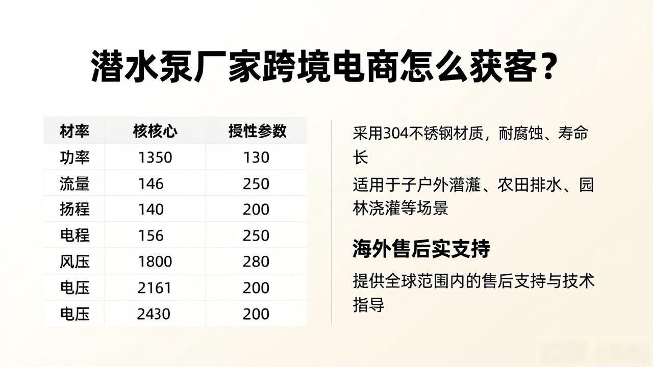 美国进口潜水泵_潜泵进口排名前十名_潜水泵厂家跨境电商获客