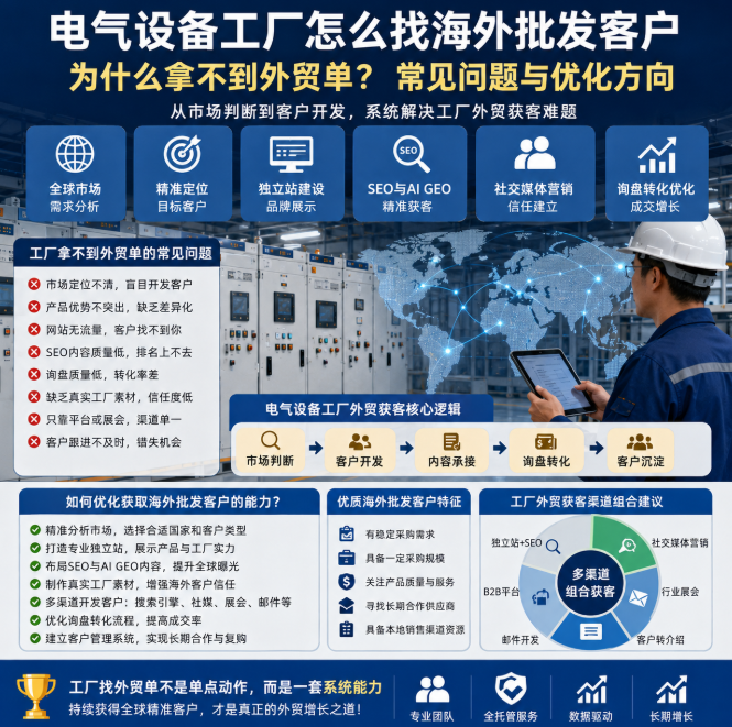 电气设备工厂怎么找海外批发客户为什么拿不到外贸单？常见问题与优化方向.png
