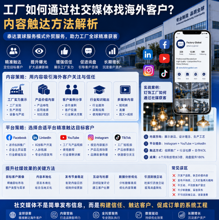 泰达寰球服务模式外贸服务如何通过社交媒体找海外客户？内容触达方法解析.png