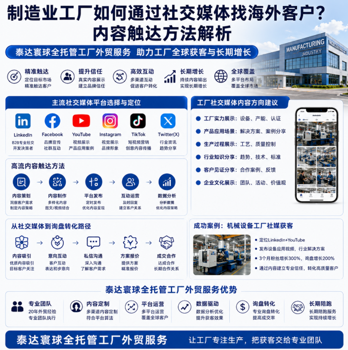 泰达寰球全托管工厂全托管外贸服务如何通过社交媒体找海外客户？内容触达方法解析.png