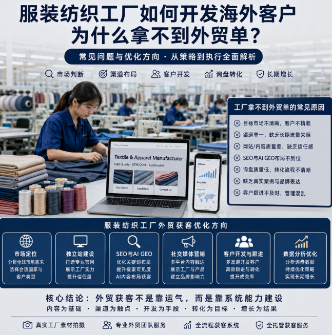 服装纺织工厂如何开发海外客户为什么拿不到外贸单？常见问题与优化方向.png