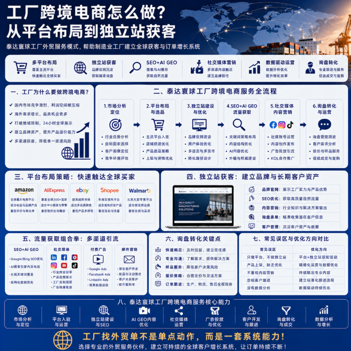 泰达寰球工厂外贸服务模式跨境电商怎么做？从平台布局到独立站获客.png