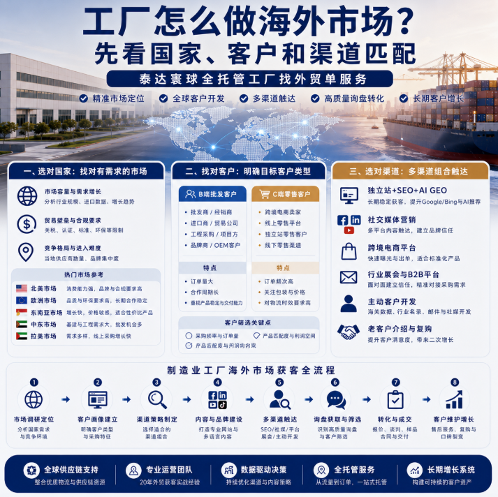 泰达寰球全托管工厂找外贸单怎么做海外市场？先看国家、客户和渠道匹配.png
