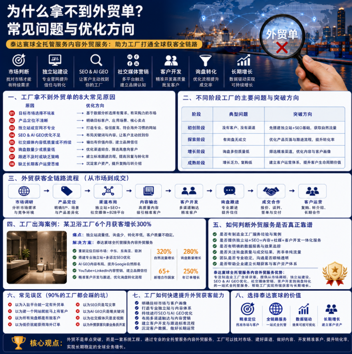 泰达寰球全托管服务内容外贸服务为什么拿不到外贸单？常见问题与优化方向.png