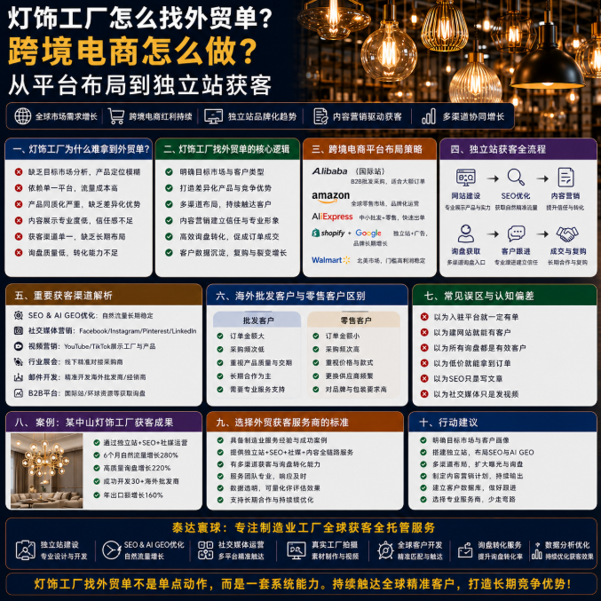 灯饰工厂怎么找外贸单跨境电商怎么做？从平台布局到独立站获客.png
