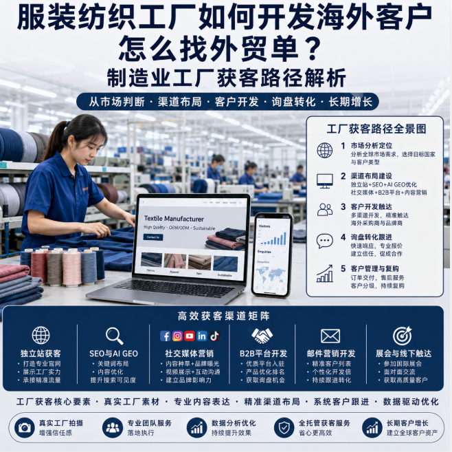服装纺织工厂如何开发海外客户怎么找外贸单？制造业工厂获客路径解析.png