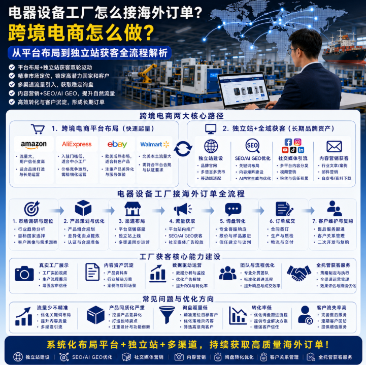 电器设备工厂怎么接海外订单跨境电商怎么做？从平台布局到独立站获客.png