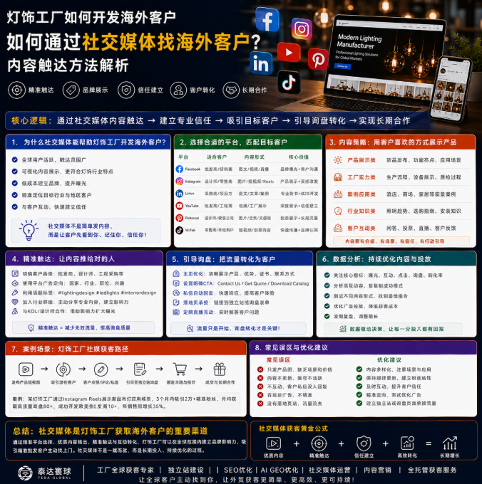 灯饰工厂如何开发海外客户如何通过社交媒体找海外客户？内容触达方法解析.png