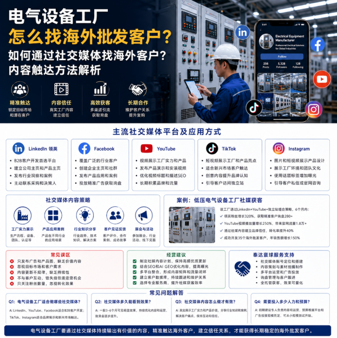 电气设备工厂怎么找海外批发客户如何通过社交媒体找海外客户？内容触达方法解析.png